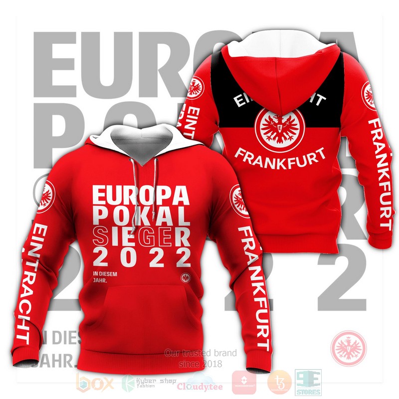 BEST Eintracht Frankfurt Europapokal Sieger 2022 Red 3D Printing Shirt, Hoodie word2
