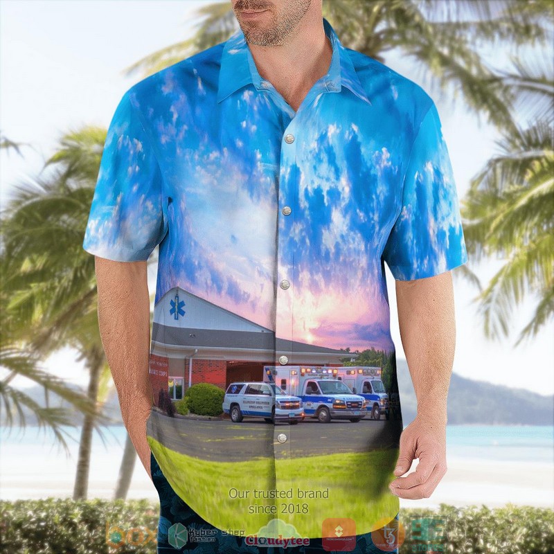 NEW Ellington Connecticut Ellington Volunteer Ambulance Corps Aloha Shirt word2