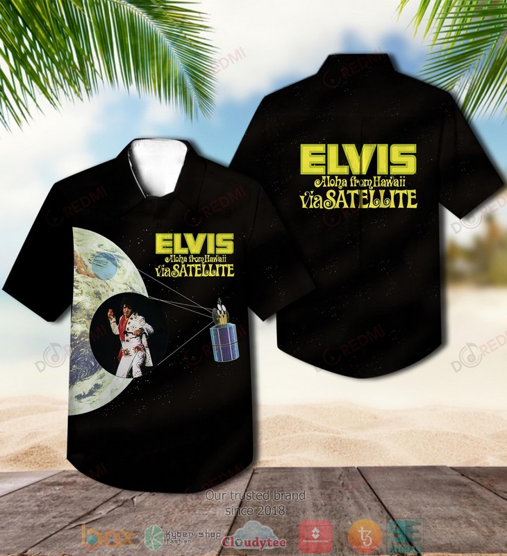 Elvis Presley Aloha from Hawaii via Satellite Short Sleeve Hawaiian Shirt word1