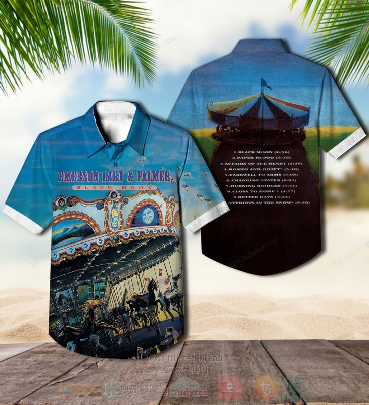 BEST Emerson, Lake & Palmer Black Moon Album Aloha Hawaiian Shirt