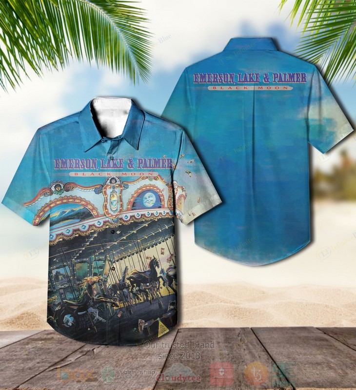 BEST Emerson, Lake & Palmer Black Moon Blue Album Aloha Hawaiian Shirt