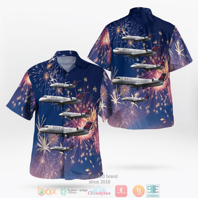 Endeavor Air CRJ 200 Fireworks Aloha Shirt