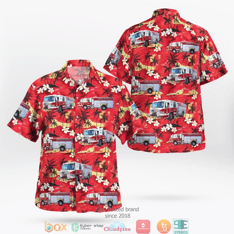 Farmers Branch Fire Department Texas Hawaiian Shirt word1