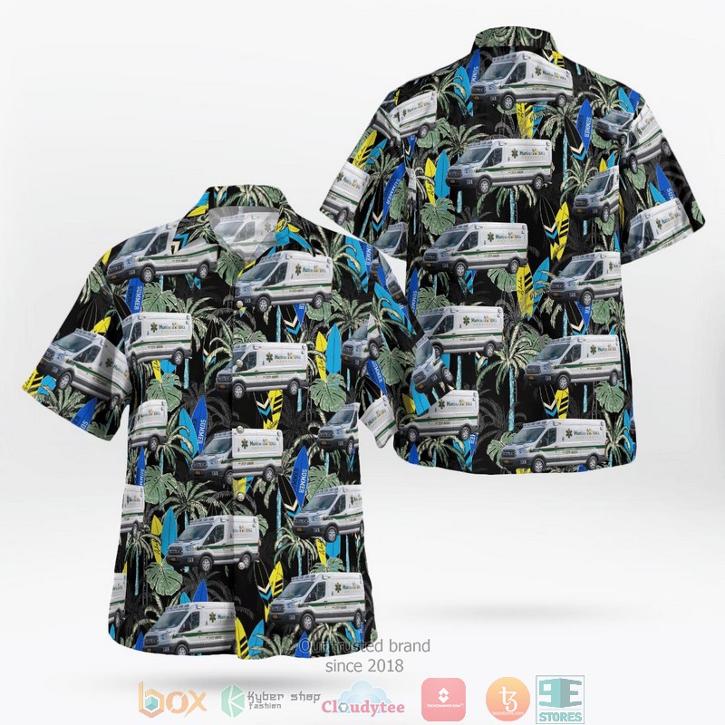 Farmingdale New York Hunter EMS Ambulance Aloha Shirt word3