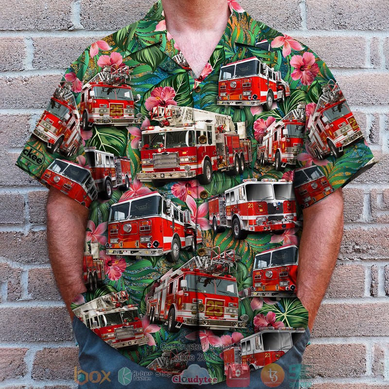 HOT Fire Truck Tropical Pattern Hawaii Shirt 3 HOT Fire Truck Tropical Pattern Hawaii Shirt word3