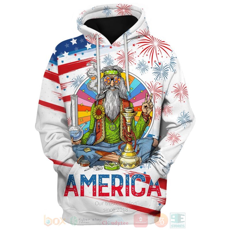 BEST Flag Hippie Stoner US Independence Day All Over Print Shirt, Hoodie word1