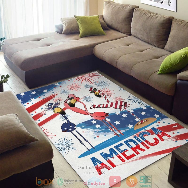 Flamingo America Independence day Rug