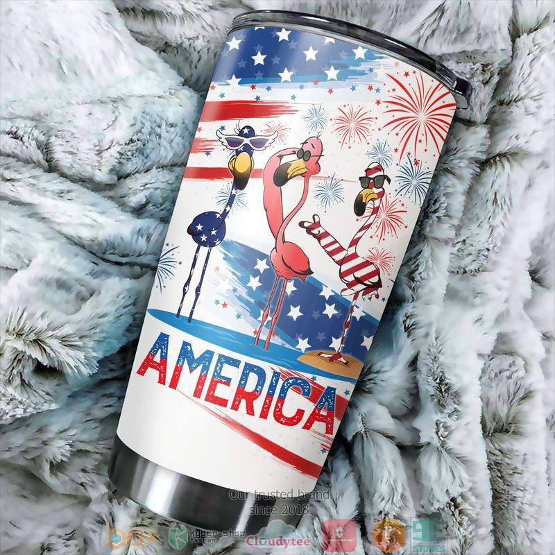 Flamingo America Independence day Tumbler word1