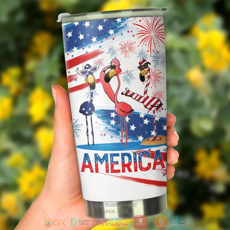 Flamingo America Independence day Tumbler 3 Flamingo America Independence day Tumbler word3