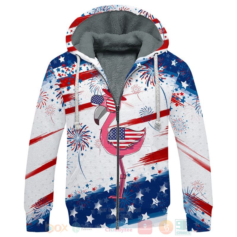 BEST Flamingo American Flag Fleece Hoodies word2