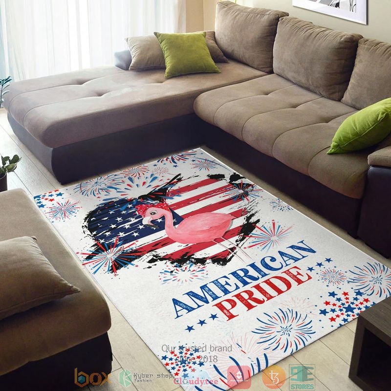 Flamingo American Pride US Flag America Independence day Rug