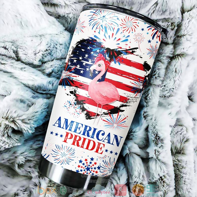 Flamingo American Pride US Flag America Independence day Tumbler