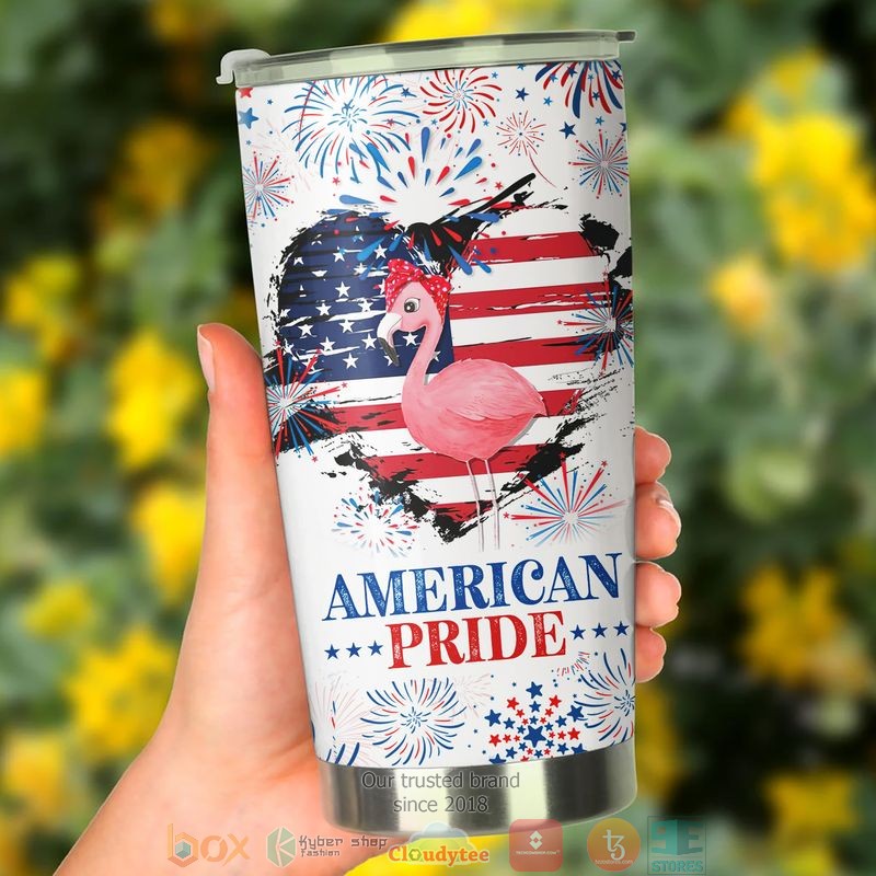 Flamingo American Pride US Flag America Independence day Tumbler 3 Flamingo American Pride US Flag America Independence day Tumbler word2