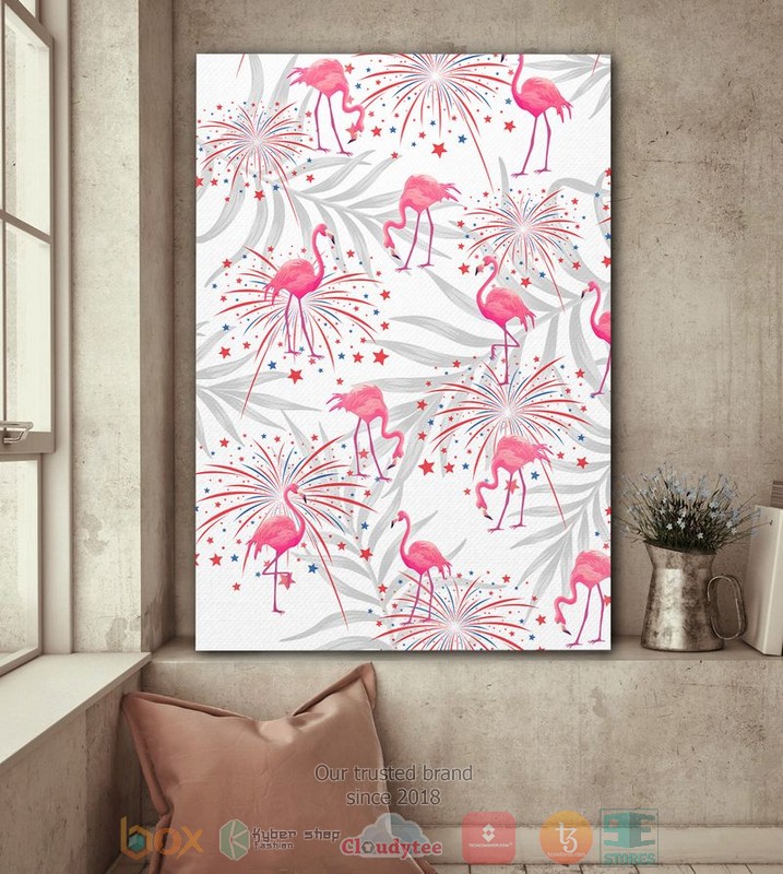 HOT Flamingo Firework Independence Day Canvas