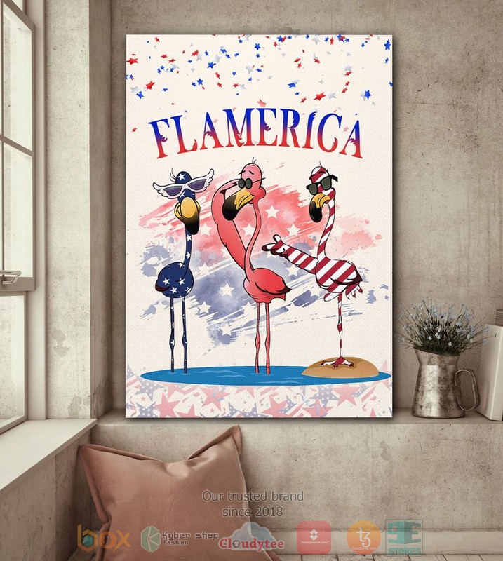 HOT Flamingo Flamerica Independence Day Canvas word1