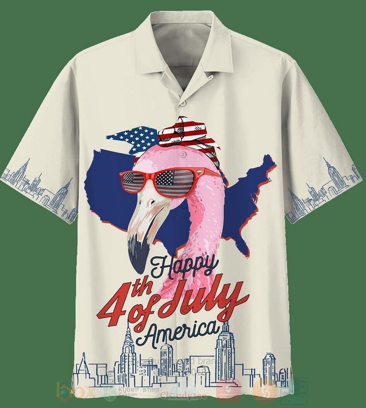 BEST Flamingo Happy 4th of July America Aloha Hawaiian Shirt