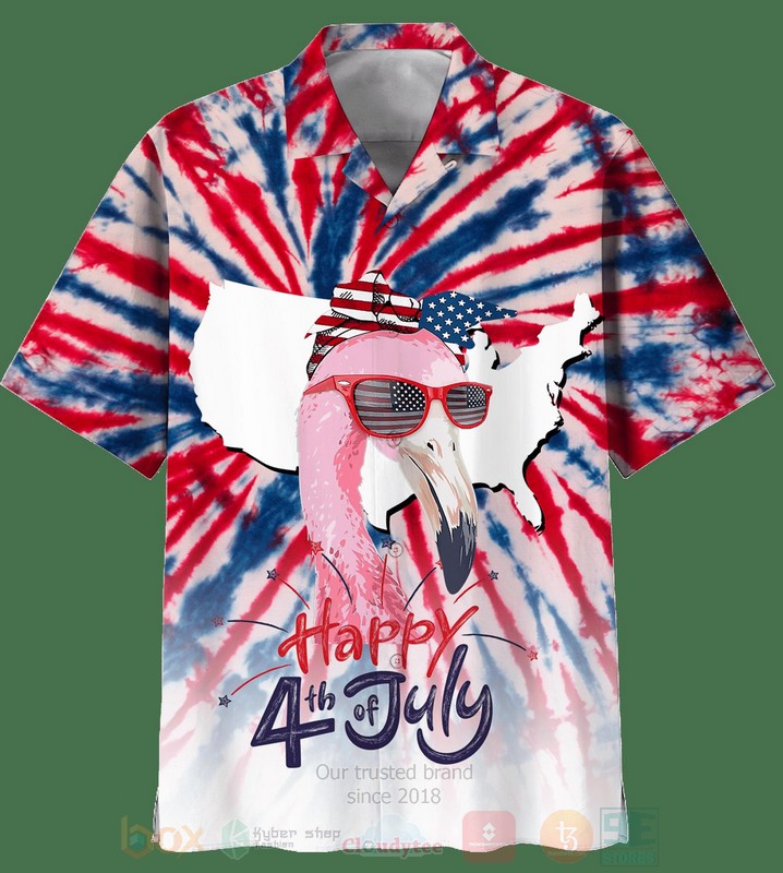 BEST Flamingo Happy 4th of July Aloha Hawaiian Shirt