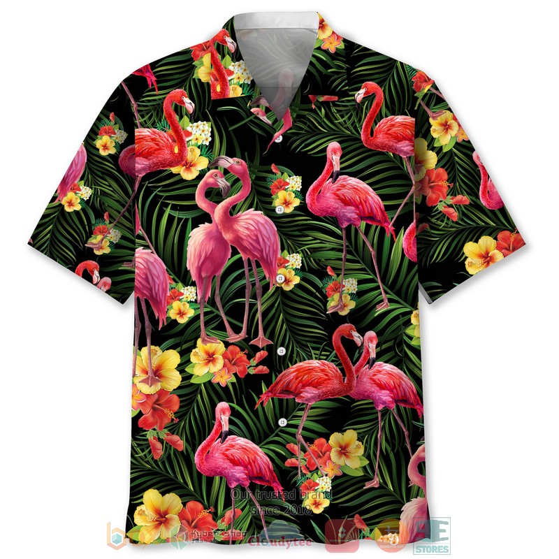 NEW Flamingo Tropical plant Hawaiian Shirt word2