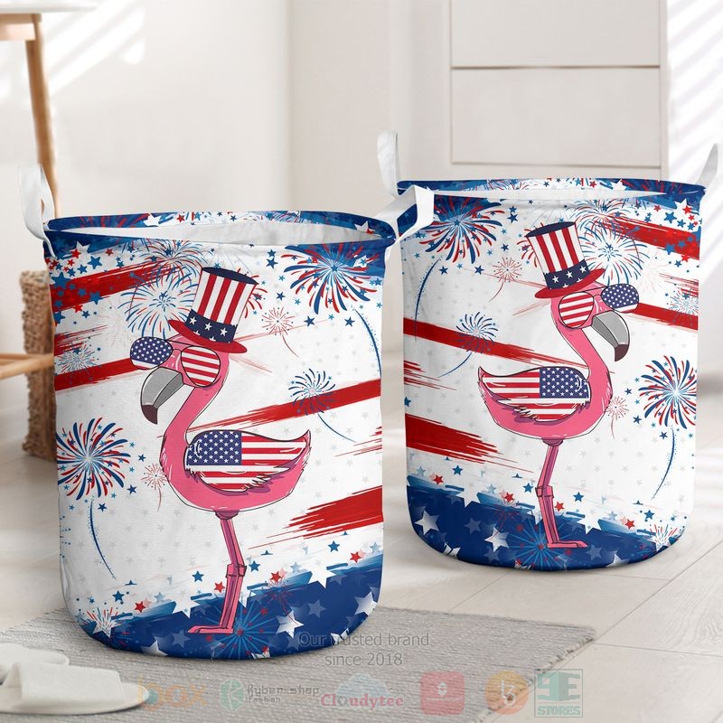 BEST Flamingo US Independence Day Clothes Basket word3