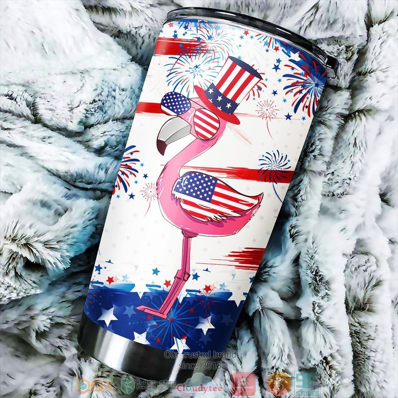 Flamingo Wearing US flag glasses America Independence day Tumbler