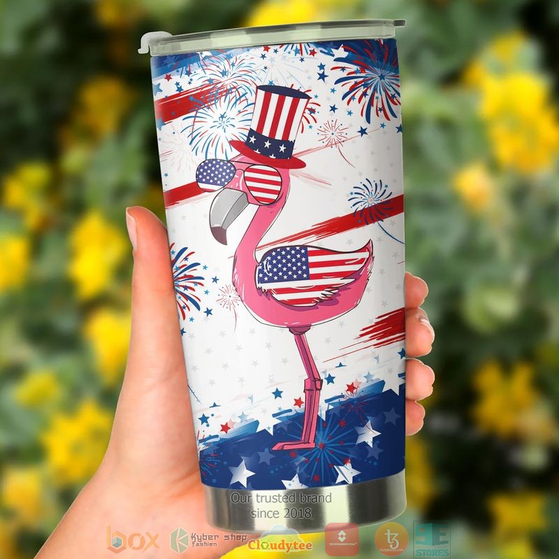 Flamingo Wearing US flag glasses America Independence day Tumbler 3 Flamingo Wearing US flag glasses America Independence day Tumbler word1