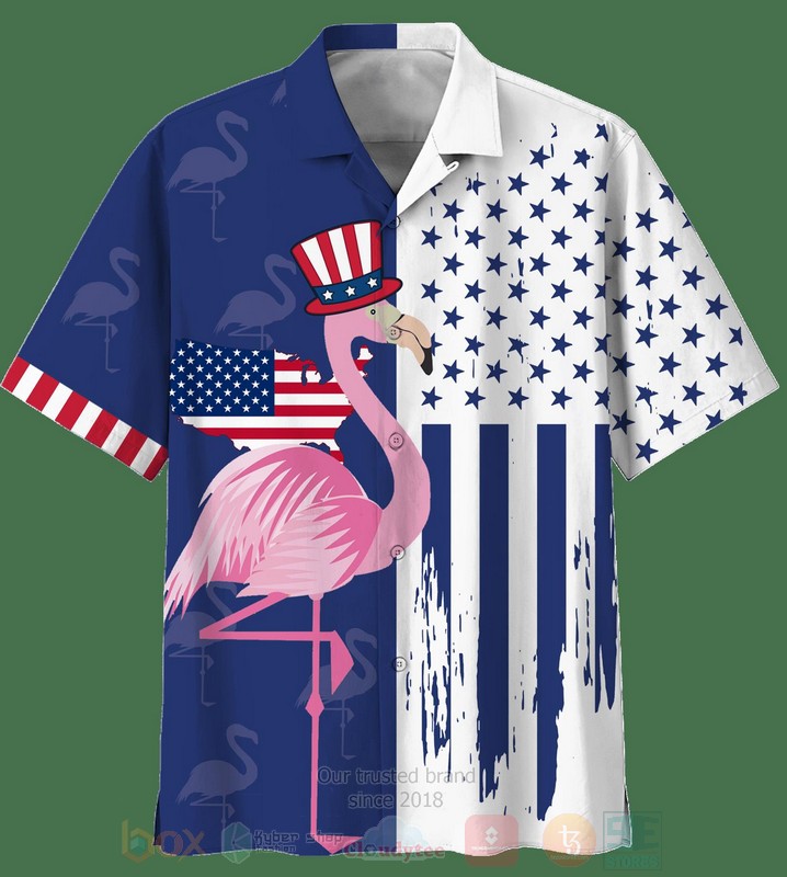 BEST Flamingo With American Flag Aloha Hawaiian Shirt