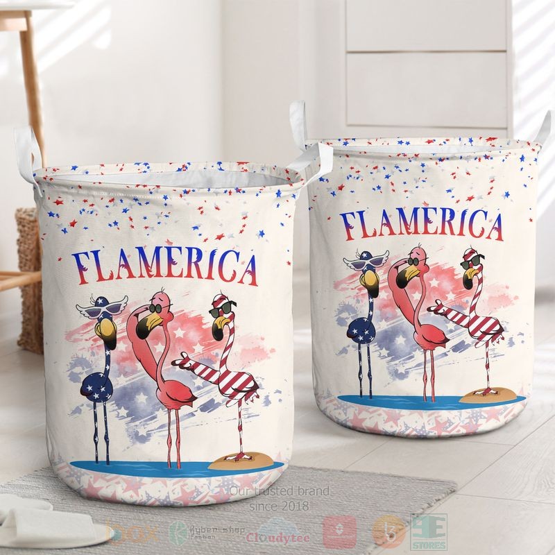 BEST Flamingos Flamerica US Independence Day Clothes Basket