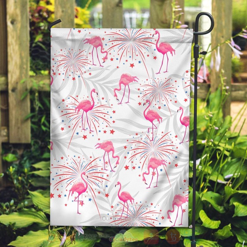BEST Flamingos US Independence Day Firework All Over Print Flag