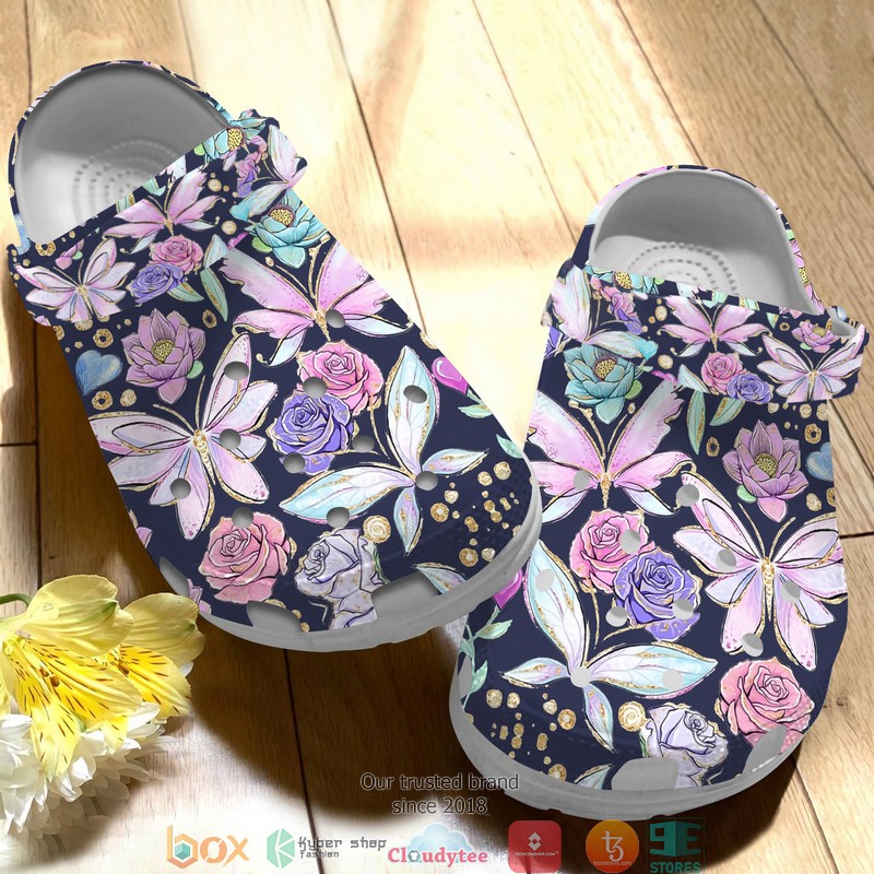 Floral Butterfly Crocband Shoes 3 Floral Butterfly Crocband Shoes word2
