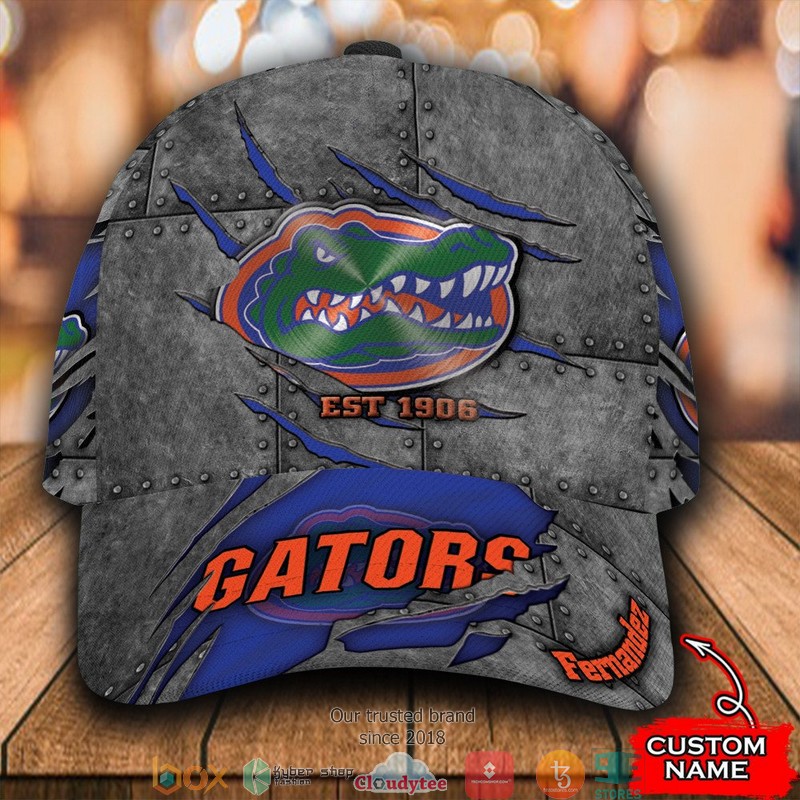 Florida Gators Luxury NCAA1 Grey Custom Name Cap word3