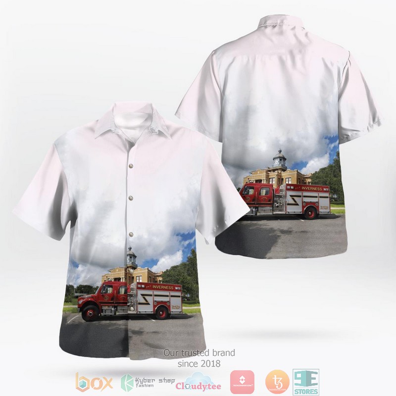 Florida Inverness Fire Department Hawaii 3D Shirt word3