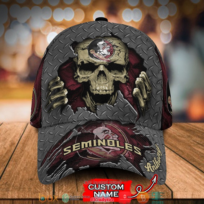 Florida State Seminoles SKULL NCAA Custom Name Cap word3