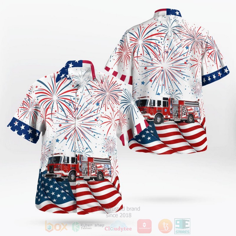 BEST Fort Myers, Florida, Iona McGregor Fire District, 4th of July 3D Aloha Shirt word3