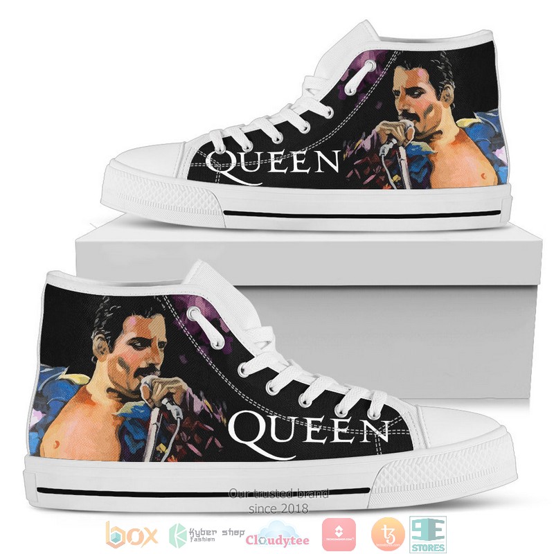 NEW Freddie Mercury Queen high top canvas shoes word3