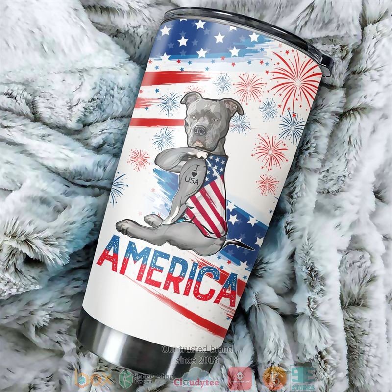 French Bulldog I love USA America Independence day Tumbler