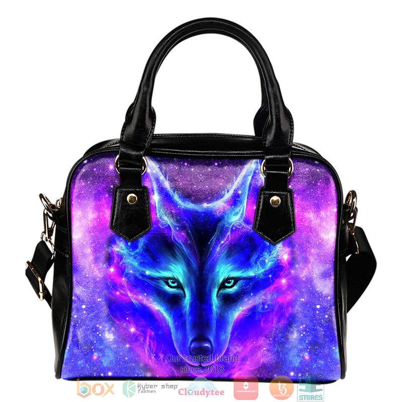 Galaxy Wolf Leather Handbag