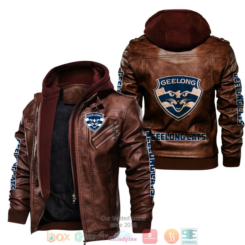 NEW Geelong Football Club PU Leather Jacket 5 NEW Geelong Football Club PU Leather Jacket word1