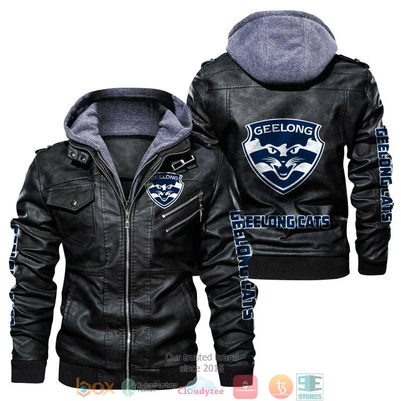 NEW Geelong Football Club PU Leather Jacket 2 NEW Geelong Football Club PU Leather Jacket word3