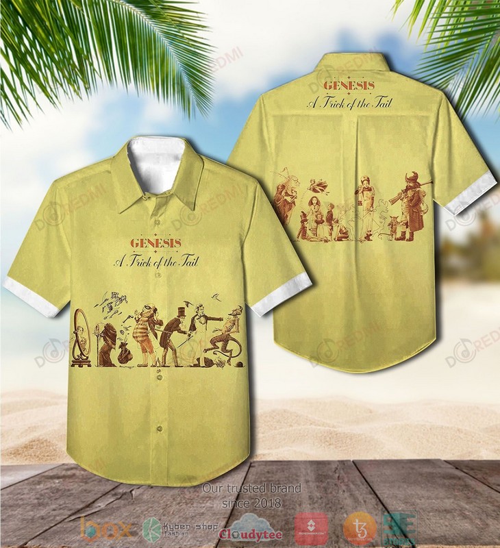 Genesis A Trick of the Tail yellow Short Sleeve Hawaiian Shirt 3 Genesis A Trick of the Tail yellow Short Sleeve Hawaiian Shirt word2