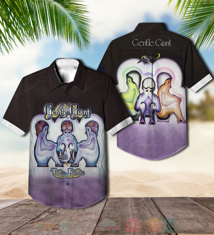 BEST Gentle Giant Three Friends Purple-Black Album Aloha Hawaiian Shirt