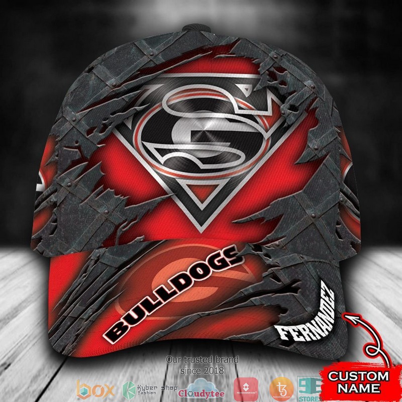 Georgia Bulldogs Superman NCAA1 Custom Name Cap word1