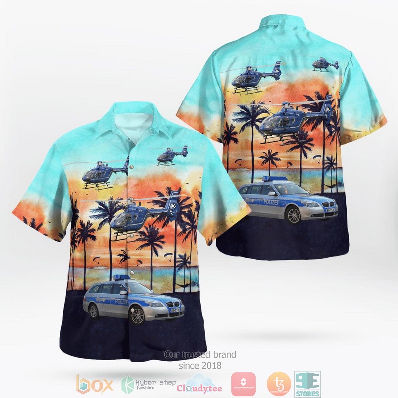 Germany Federal Police Bundespolizei Car And Eurocopter EC-135 Hawaii 3D Shirt word2