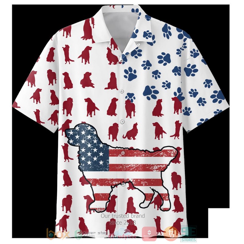 New Golden Dog American Flag Hawaii Shirt Word3