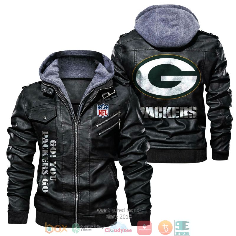 NEW Green Bay Packers PU Leather Jacket word3