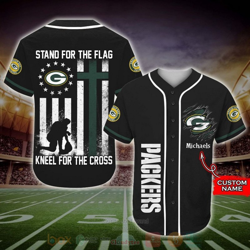 BEST Green Bay Packers Custom Black AOP Baseball Jersey word3