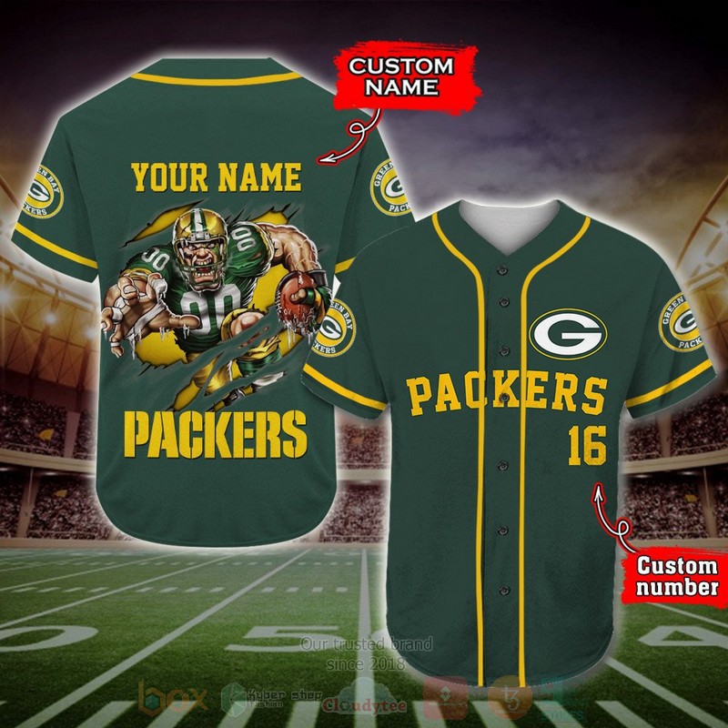 BEST Green Bay Packers Custom AOP Baseball Jersey word2