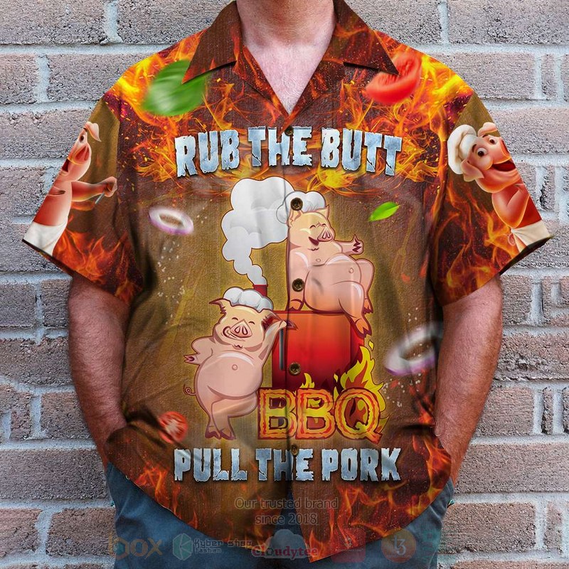 BEST Grilling Rub the Butt Pull the Pork, Aloha Hawaiian Shirt word2
