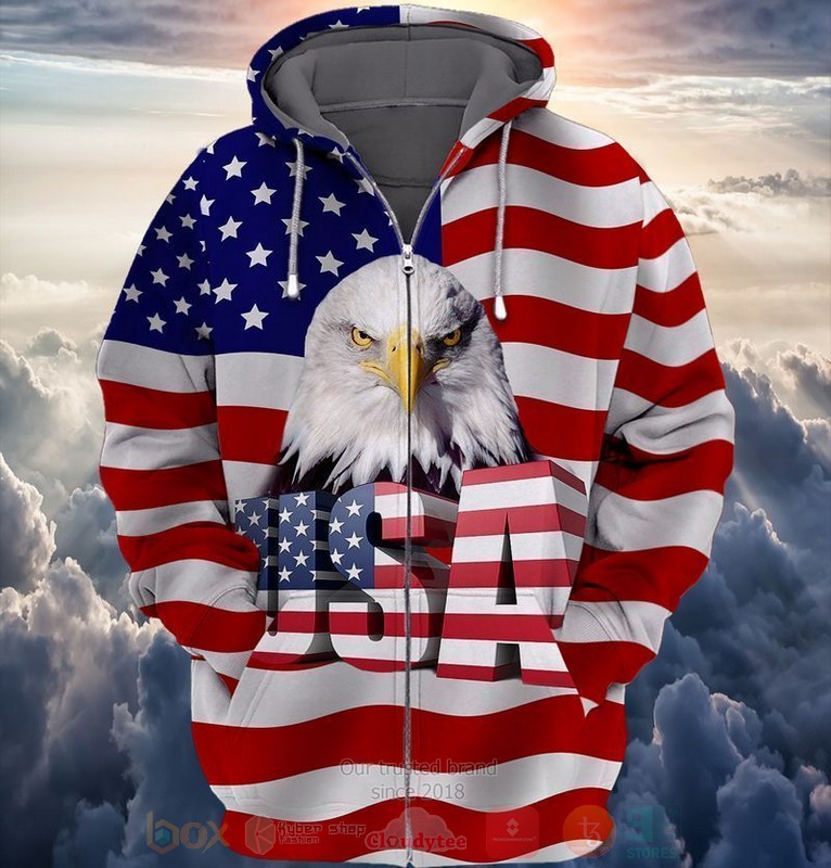 BEST American Flag Eagle Zip Hoodies word1