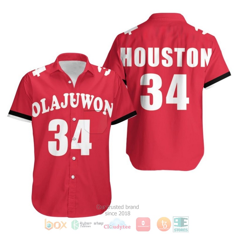 BEST Hakeem Olajuwon34 Houston Rockets 1993-94 Hawaii Shirt word3