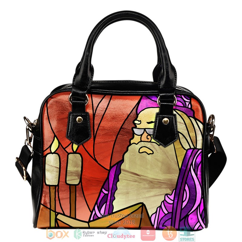 HOT Harry Potter Dumbledore Stained Glass Leather Handbag word3